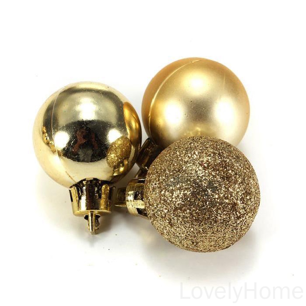 Set 24 Quả Châu Bằng Nhựa Có Dây Treo Dùng Để Trang Trí Cây Thông Noel