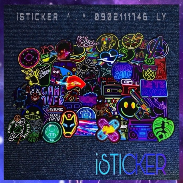 Sticker NEON hình dán tổng hợp chất liệu PVC CAO CẤP DÁN XE, VALI, LAPTOP, NÓN BẢO HIỂM, ĐIỆN THOẠI...