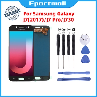 LCD Screen and Digitizer Assembly Part for Samsung Galaxy J7 2017 J730 with Screen Brightness IC and Adhesive Sticker