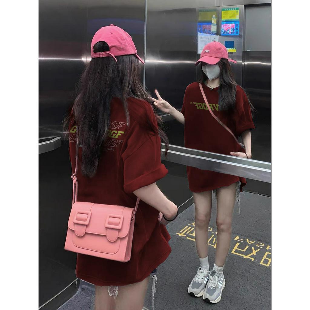 Áo Thun cotton Ngắn Tay Dáng Rộng Thời Trang retro Mỹ Cho Nữ