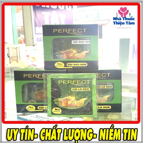 Perfect Gội Là Đen - Dầu Gội Nhuộm Đen Tóc, dầu gội nhân sâm Perfect hộp 20 gói