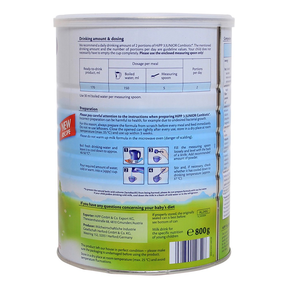 Sữa bột HiPP Combiotic số 1/2/3/43_ 800g