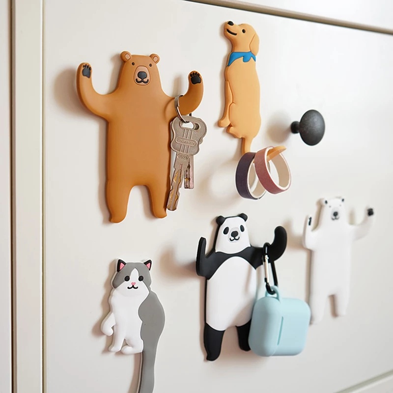 Móc Treo Chìa Khóa Dán Tường/ Tủ Lạnh Hình Động Vật Hoạt Hình Dễ Thương Tháo Gỡ Được