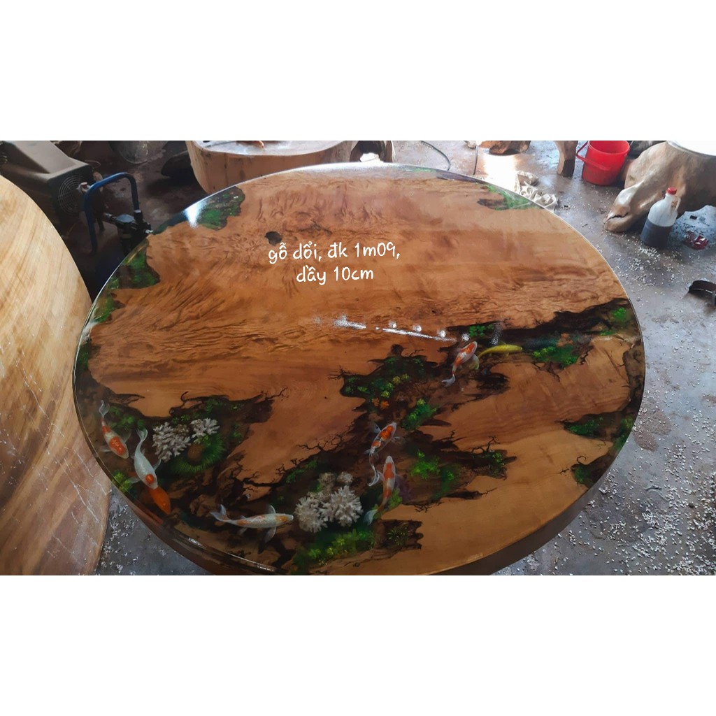 Mặt bàn đổ keo epoxy, mặt bàn vẽ cá coi bền-rẻ-đẹp,mặt bàn epoxy, mặt bàn resin