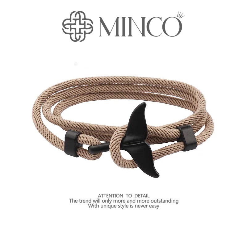 Vòng tay nam cá voi whale may mắn Minco Accessories Lắc Tay Nam Chất Liệu Dây Bền Bỉ phong cách độc lạ VT35