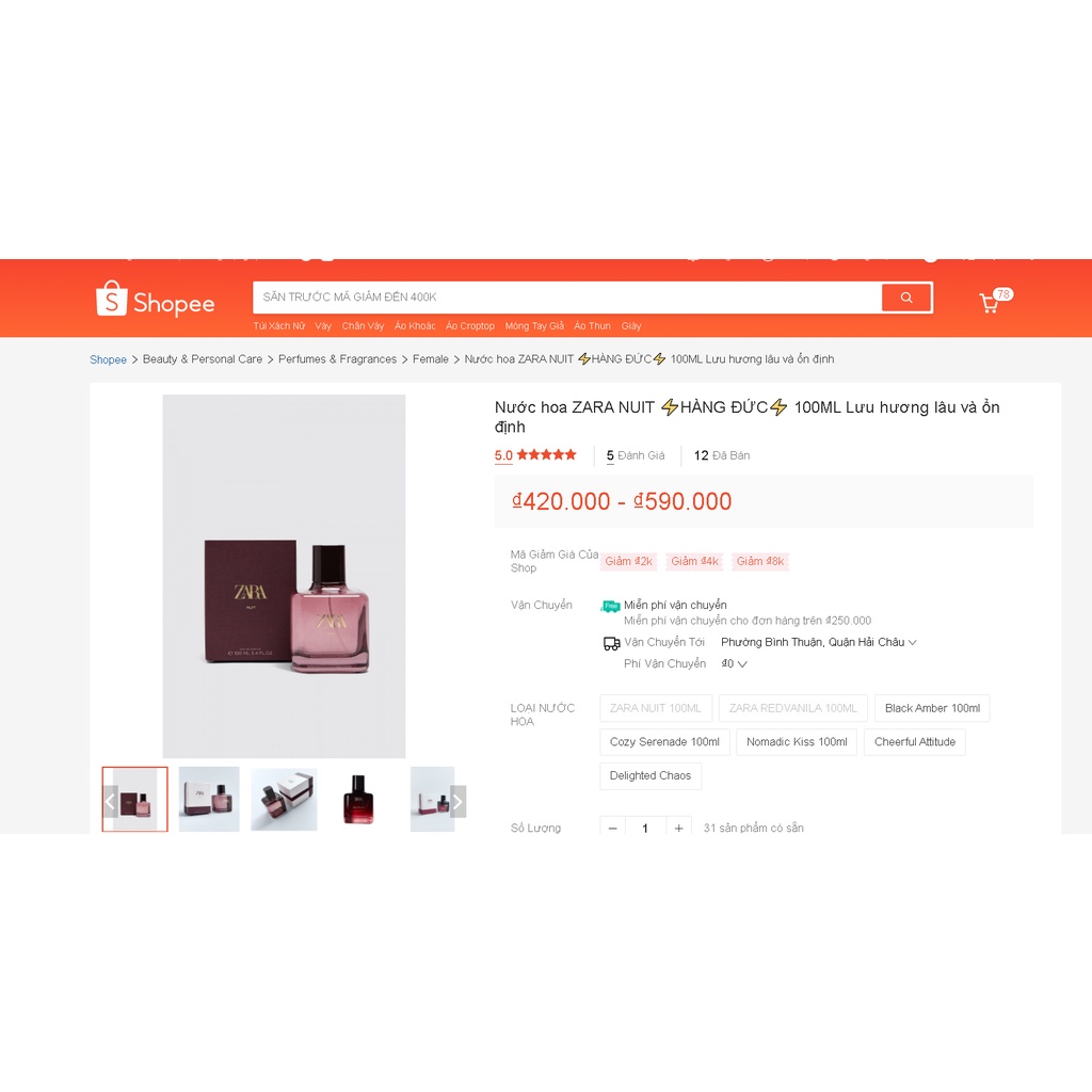 Nước hoa ZARA NUIT ⚡HÀNG ĐỨC⚡ 100ML Lưu hương lâu và ổn định