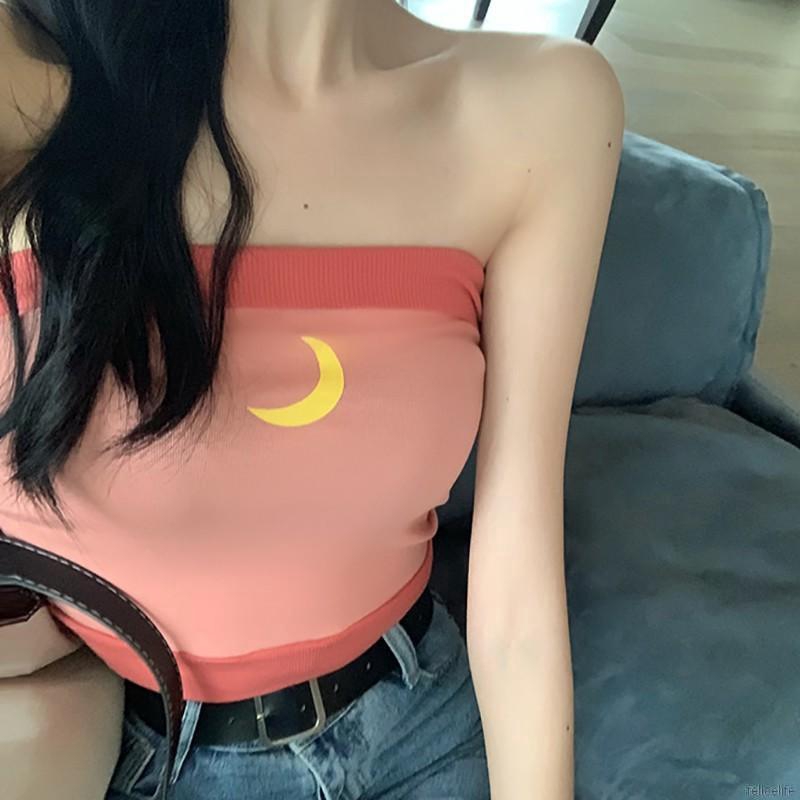 Áo ống cúp ngực họa tiết mặt trăng quyến rũ