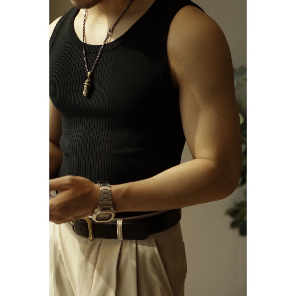 Áo Thun Cotton Dệt Kim Không Tay Phong Cách Retro Dành Cho Nam