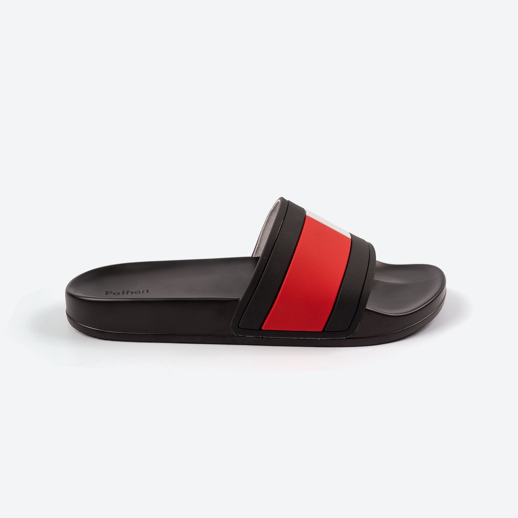 Dép nam nữ quai ngang slipper Pathon PVC và đế PU đen quai 3 màu kết hợp SD56