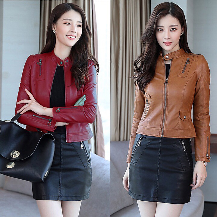 Áo Da Nữ Thái Cao Cấp❤FREESHIP❤Áo khoác da xịn dày đẹp AKDN06(Bảo Hành 2 năm)