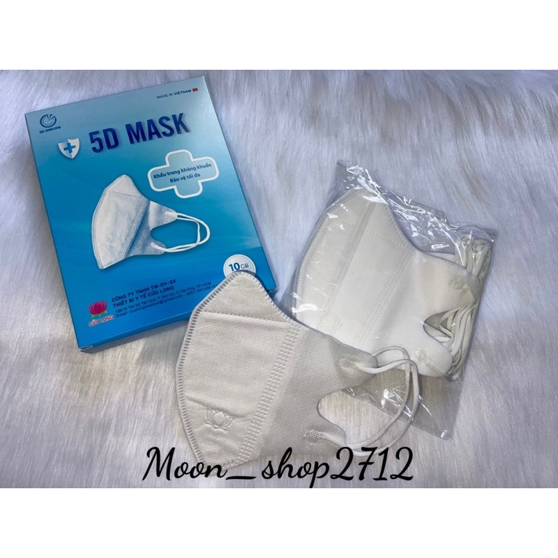 Khẩu Trang 5D Mask Cửu Long 4 lớp  (Hộp 10 Cái)