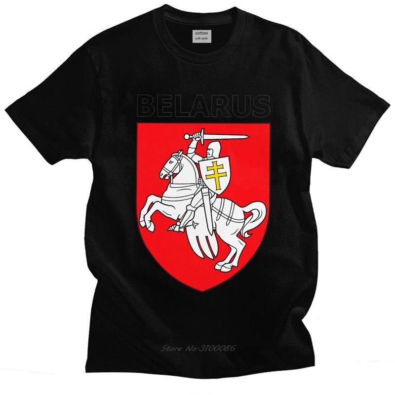 Đẹp Trai Nam Áo Belarus Pogonya Cờ Tay Ngắn Áo Thun Cotton Mềm In Biểu Tượng Phản Đối Người Belarus 