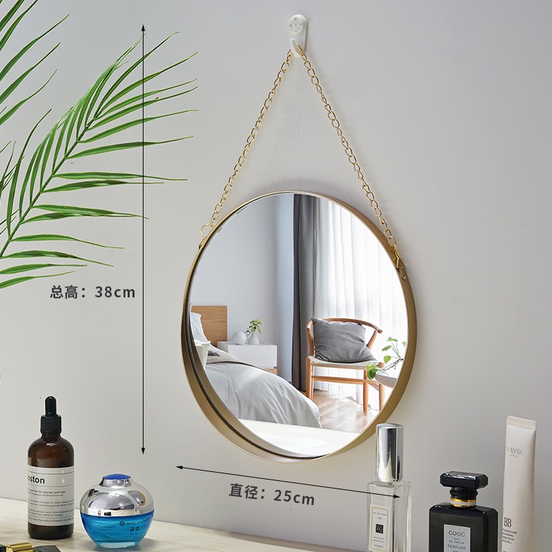 Gương gắn tường nhà tắm bằng kim loại phong cách bắc âu