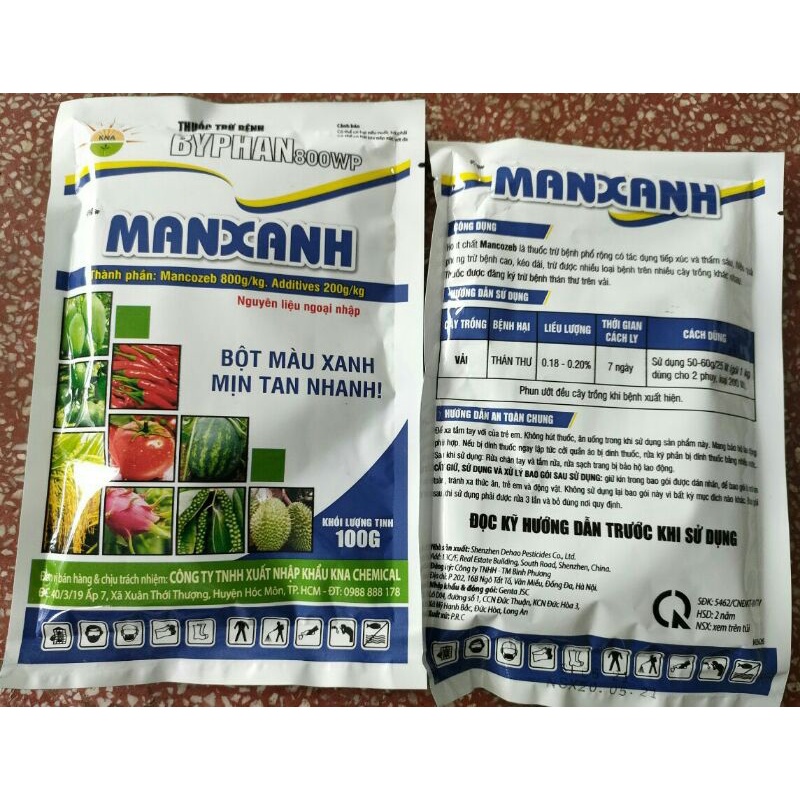 Trừ nấm bệnh thán thư vàng lá thối nhũng rỉ sắt gói 100gr trên cây hoa hồng mai lan rau màu và cây ăn trái