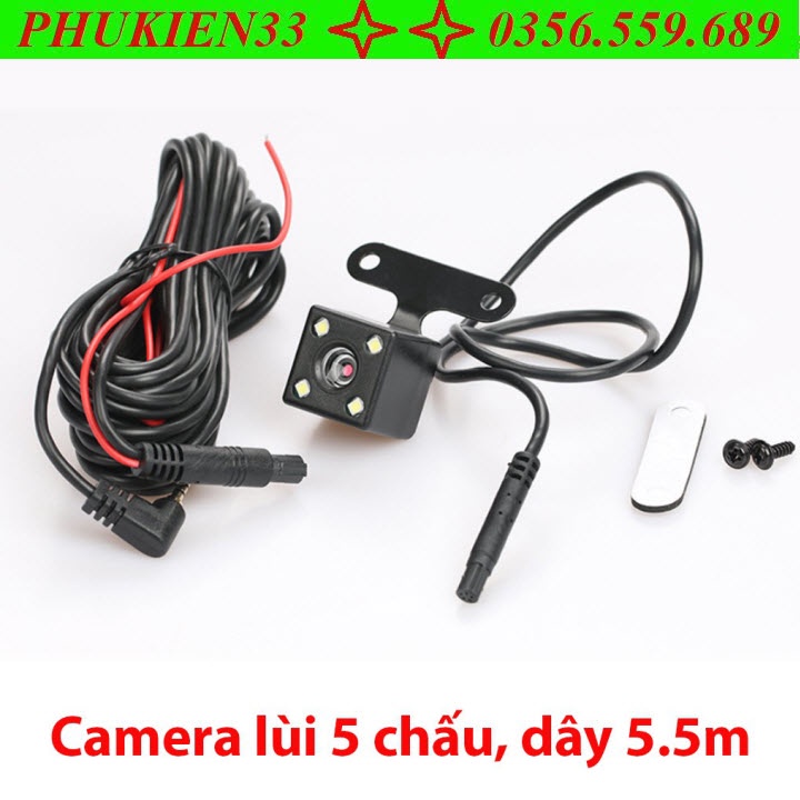 Camera lùi lắp cho camera hành trình, jack 2.5, 5 chân loại 4 led, dây tín hiệu dài 5m | WebRaoVat - webraovat.net.vn