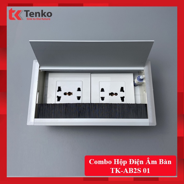 Hộp Điện Âm Bàn Họp 2 Ổ Đa Năng - Box Nhôm Nguyên Khối Tenko TK-AB2S-01
