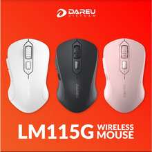 Chuột không dây giá rẻ Dareu LM115G 3 màu Pink / Black /White- có nút trợ năng- bắt xa 10m
