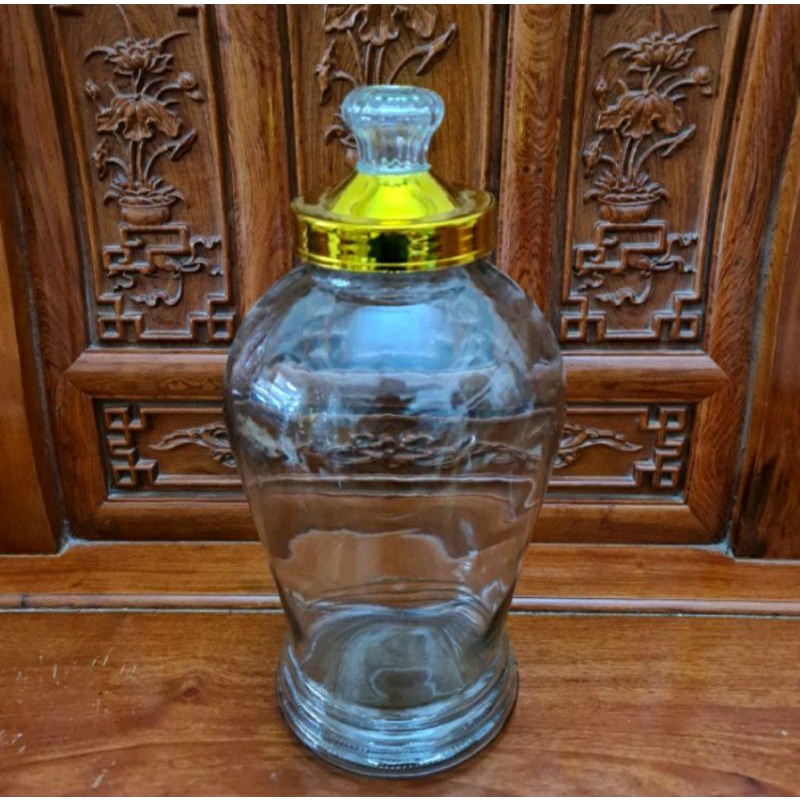 #Rẻ vô địch# Bình thủy tinh ngâm sâm, ngâm thuốc, rễ quý nắp vàng, dáng eo, núm thủy tinh 1,5L , 3L, 4L, 6L, 8L-ảnh thật