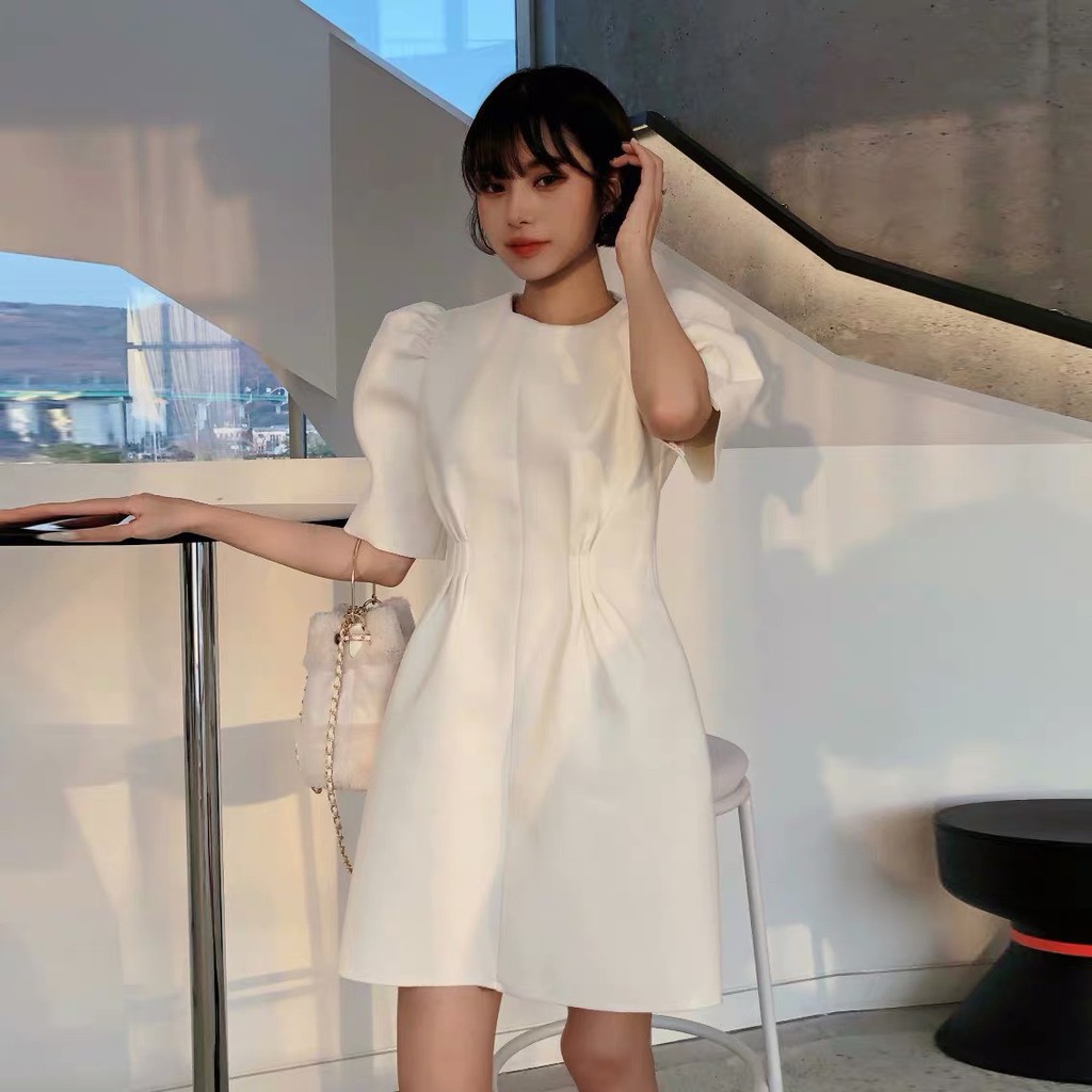 Váy đầm dự tiệc tay ngắn cổ tròn đơn giản chít eo siêu iu đi học ,đi chơi , đi tiệc dễ thương - Thời trang VADA - V6 | BigBuy360 - bigbuy360.vn
