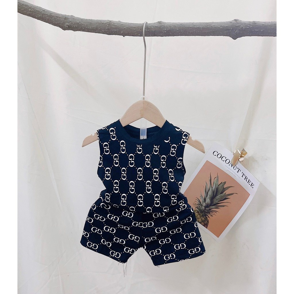 Bộ hè ba lỗ sát nách gu xì cho bé trai bé gái mặc đều xinh chất cotton cao cấp - MOOBABY SHOP