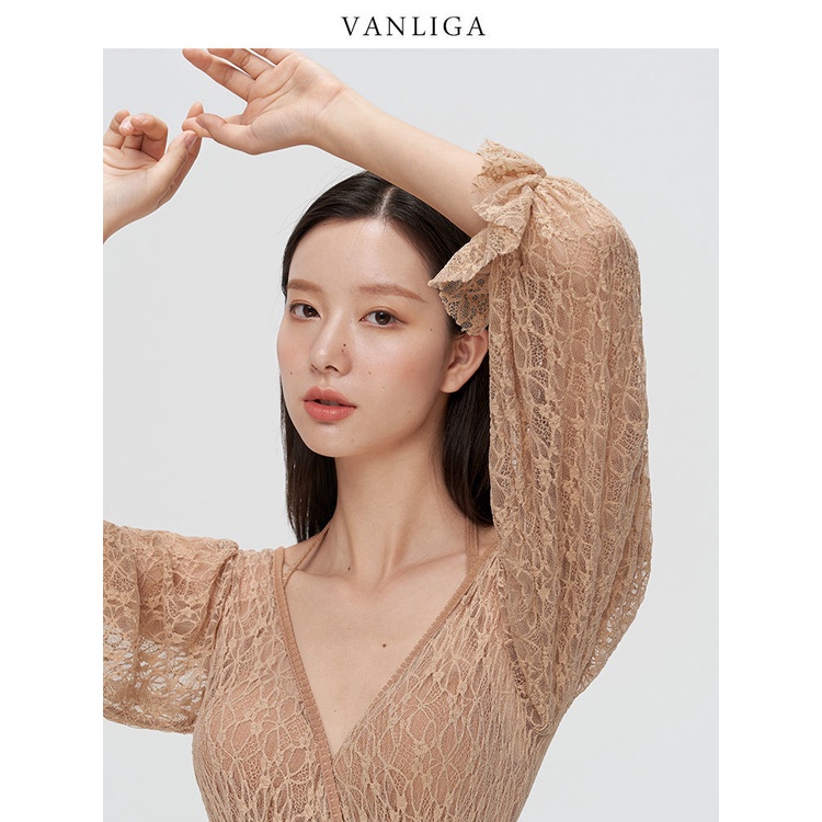 Bộ Đồ Bơi Một Mảnh Tay Dài Phối Ren Cao Cấp Quyến Rũ Dành Cho Nữ