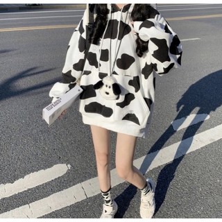 Áo hoodie bò sữa