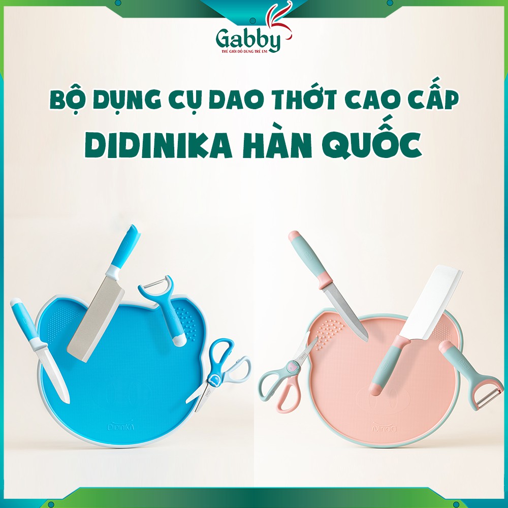 BỘ DỤNG CỤ NẤU ĂN CHO BÉ DIDINIKA CAO CẤP (DAO THỚT XANH-HỒNG)