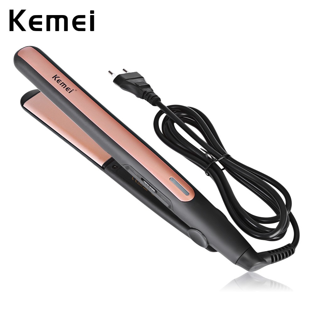 Máy duỗi tóc Kemei làm từ gốm Tourmaline AC100 - 240V với bộ điều nhiệt điện hỗ trợ tạo kiểu tóc
