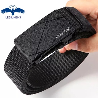 Thắt Lưng Vải Canvas Bản Rộng 3.4cm Có Khóa Hợp Kim Tự Động Phong Cách Doanh Nhân Thời Trang Cho Nam