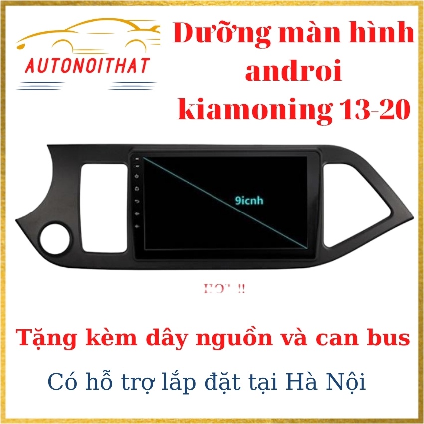 Mặt dưỡng lắp màn hình xe ô tô Kia Moning tặng giắc din không cắt đấu, Autohalinh.