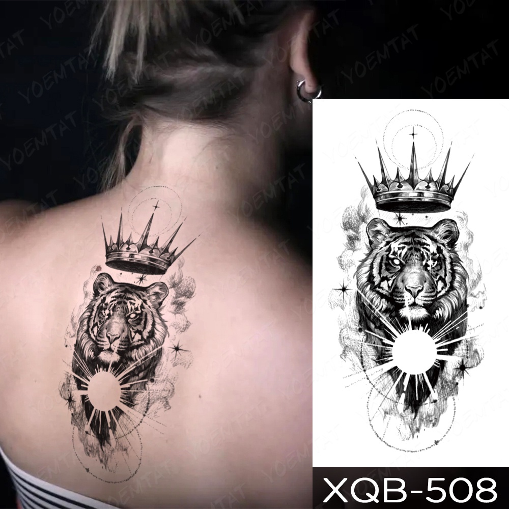 Hình Xăm Dán Tạm Thời Hình Sư Tử/Hổ/Vương Miện/Hoa Nghệ Thuật Chống Thấm Nước Dành Cho Nam Và Nữ