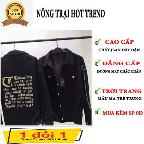 Áo khoác jean nam tay phối dây xích oversize unisex. [FREE SHIP 150K]