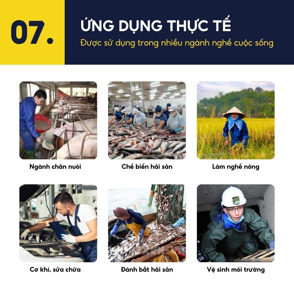 Quần áo lội nước màu xanh rêu, áo yếm chất liệu PVC chống nước dùng trong nhiều ngành nghề
