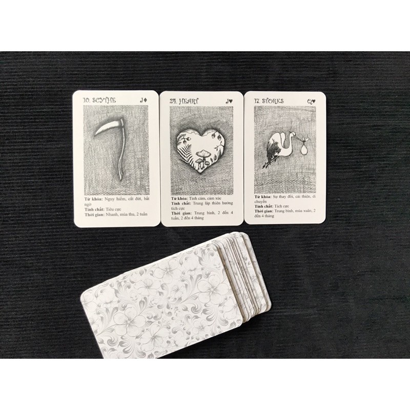 Bộ bài Myu Lenormand bản đen trắng