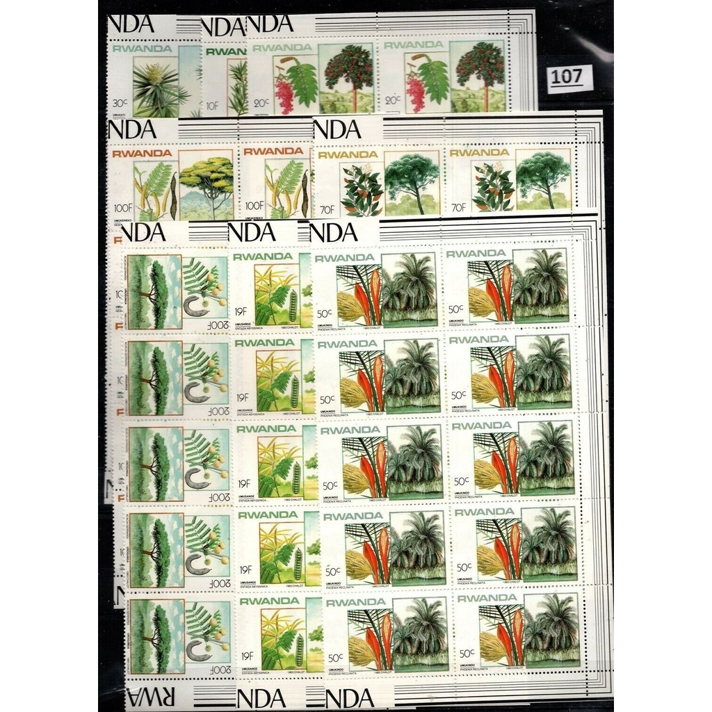 Bộ 8 tem hoa Rwanda 1983 sưu tầm