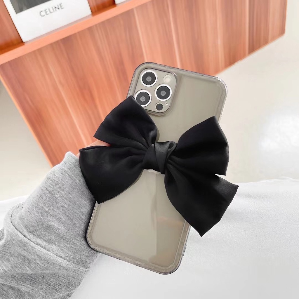 Ốp Điện Thoại tpu Mềm Hình Nơ Đen Xinh Xắn Cho Iphone 13 12 pro max 11 pro max xs max xr x 7 8 plus