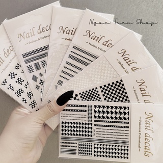 Sticker 3d sọc caro nanh sói | hình dán móng tay