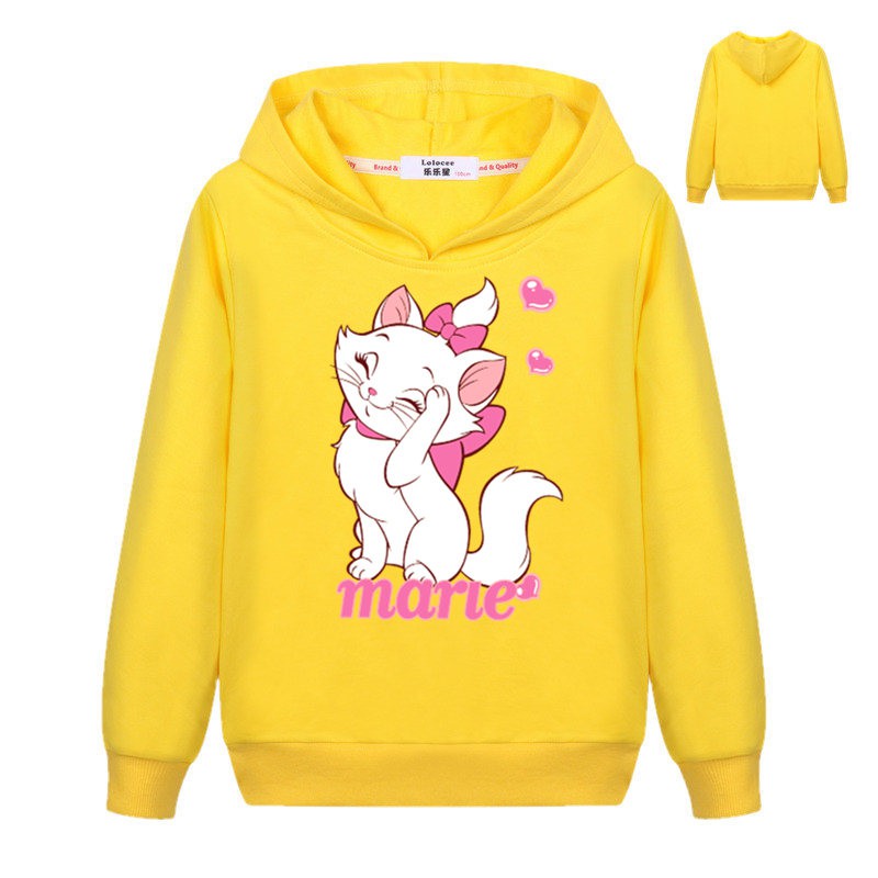 Áo Khoác Hoodie Chui Cổ Nữ Tay Dài In Hình Mèo Marie Đáng Yêu