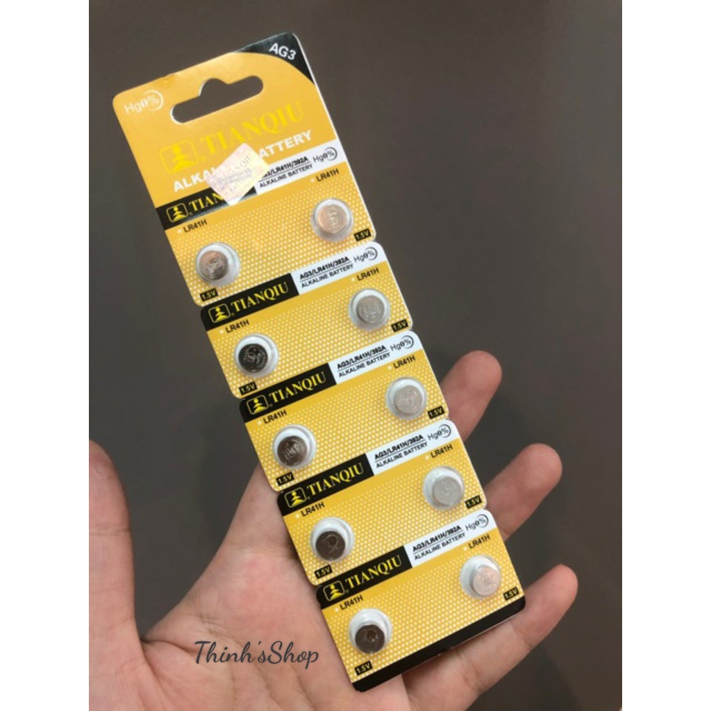 Pin cúc áo 1.5v LR41/192 TIANQIU AG3-LR41-392A Chính hãng ( VỈ 10 VIÊN)