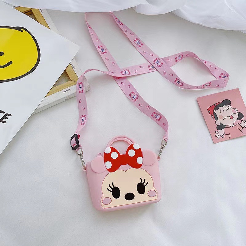 Túi đeo chéo cho bé trai bé gái kiểu dáng nhân vật hoạt hình mickey, minnie dễ thương E1089