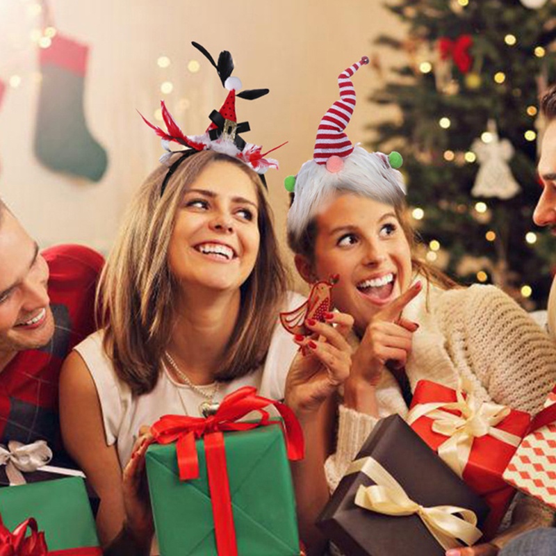 Flgo Băng Đô Cài Tóc Hình Nón Elf Đính Kim Tuyến Và Lông Vũ Sáng Tạo Cho Dịp Giáng Sinh / Tiệc Giáng Sinh