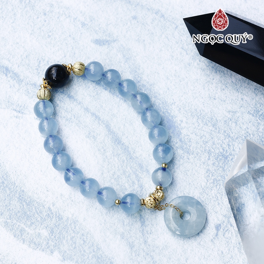 Vòng AQM phối đồng điếu charm bạc mạ vàng - Ngọc Quý