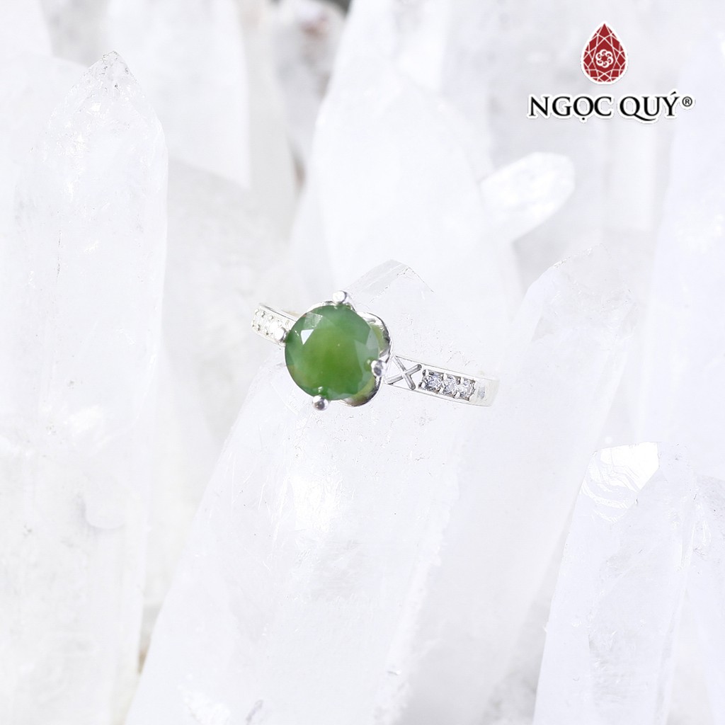 Nhẫn bạc họa tiết đơn giản đính Nb cao cấp - Ngọc Quý