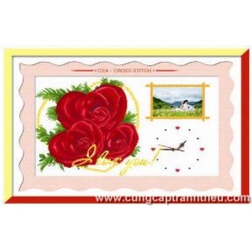 TRANH THÊU CHỮ THẬP ĐỒNG HỒ I LOVE YOU 8152 (TRANH TỰ THÊU) 49X81CM