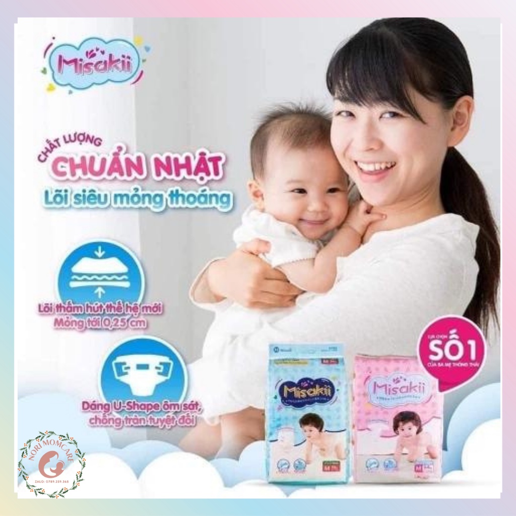 Tã Bỉm Misakii Dán/Quần siêu mỏng thương hiệu Nhật, đủ size NB90/S82/M64/L54/M58/L44/XL38/XXL26
