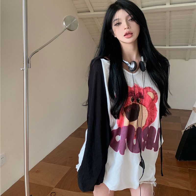 Áo Hoodie Dài Tay Chống Nắng Dáng Rộng In Họa Tiết Thời Trang Mùa Hè Cho Nữ