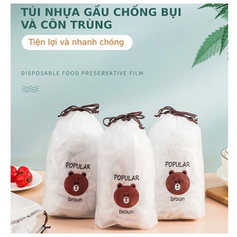 Set 100 màng bọc thực phẩm túi gấu co giãn tái sử dụng 01040 Buôn Rẻ