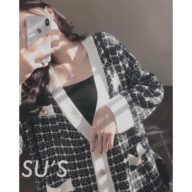 ÁO KHOÁC LEN CARDIGAN KẺ CARO HOT HIT | BigBuy360 - bigbuy360.vn