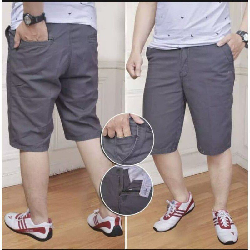 Quần short chinos 3/4 vải Cotton thiết kế cá tính cho nam