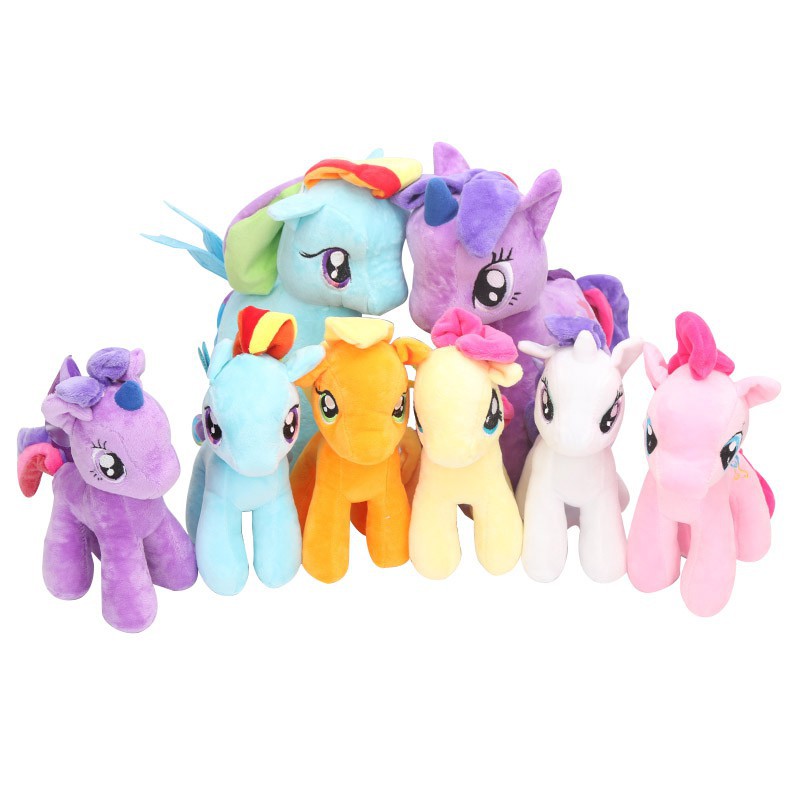 Thú nhồi bông hình ngựa Pony 20cm mềm mại màu cầu vồng đáng yêu